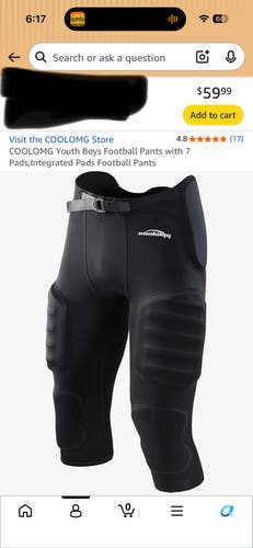 Youth Boys Football Pants with 7 Pads,Integrated Pads Football Pants