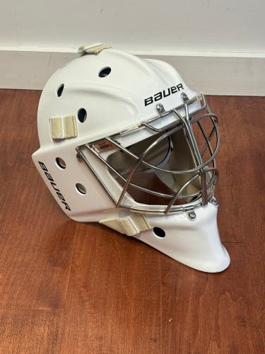 S24 Bauer 950 Profile Senior Large White Goalie Mask W/ Steel CatEye Cage + Resilient Foam(Used)
