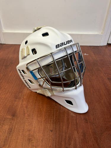 S23 Bauer NME One Senior Small White Goalie Mask W/ Certified SS Cage + Resilient Foam(Lightly Used)