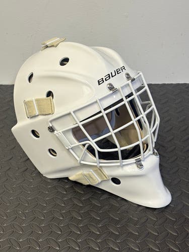S22 Bauer 960 Profile Senior Large White Goalie Mask W/ White Certified Cage + Foam (Used)