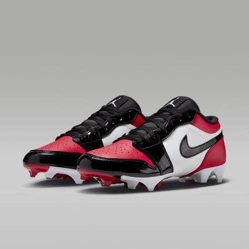 Nike Air Jordan 1 Low FJ6245-601 Men's Red Black Molded Football Cleats MEW1683