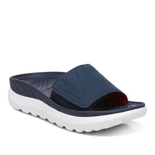 Vionic Rejuvenate Sandals Womens 8M Navy Nubuck Adjustable Straps Slide HTAT1448