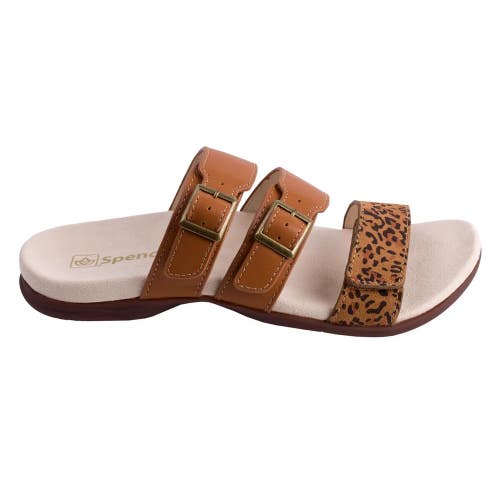 Spenco Revitalign Orchid Sandal Women 7.5 Saddle Cheetah Open Toe Slide HTAT1407