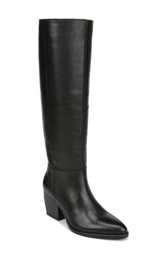 Naturalizer Fae Boots Women's 11 W Black Leather Block Heel Knee High HTAT1474