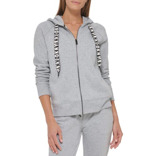 DKNY Hoodie Women's XS Gray Heather Stretch Long Sleeve Full Zip Outdoor FTS1592