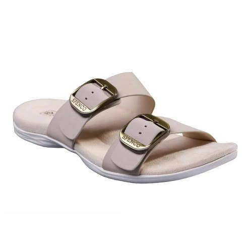 Spenco Vista Sandals Womens 7.5 W Gray Morn Leather Arch Support Slides HTAT1453