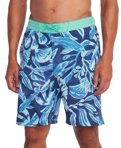 Speedo Bondi Basin Boardshorts Men Large Peacoat 20" Drawstring Swimwear FTS1620