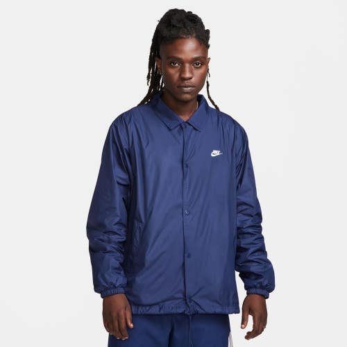 Nike Club Coaches Jacket Men's XL Midnight Navy Snap Front Long Sleeve FTS1619