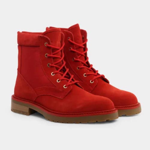Saint Morta Legion Boots Men's 8 Red Gum Suede Lace Up Round Toe Ankle HTAT1471