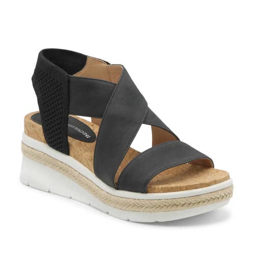 Adrienne Vittadini Carrie Sandals Women's 10 Black Wedge Heel Espadrille ZAP2624
