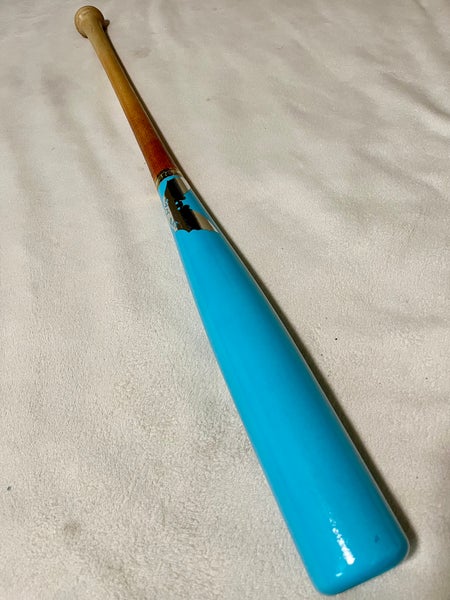 Sam Bat 33.5”/31.5oz Universal Maple Wood Baseball Bat Custom Blem Carolina Blue/Natural