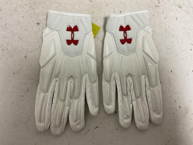 Used Under Armour HIGHLIGHT WISCONSIN FB Gloves White And Red XL 11855-S000204066