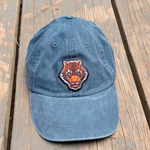 Faded Navy Blue Dad Hat Tiger Patch Embroidery Washed Canvas Baseball Cap Y2K