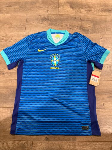 Nike Dri-Fit Brazil 2024/25 Stadium Away Soccer Jersey Blue FJ4283-458 Men's L SAMPLE