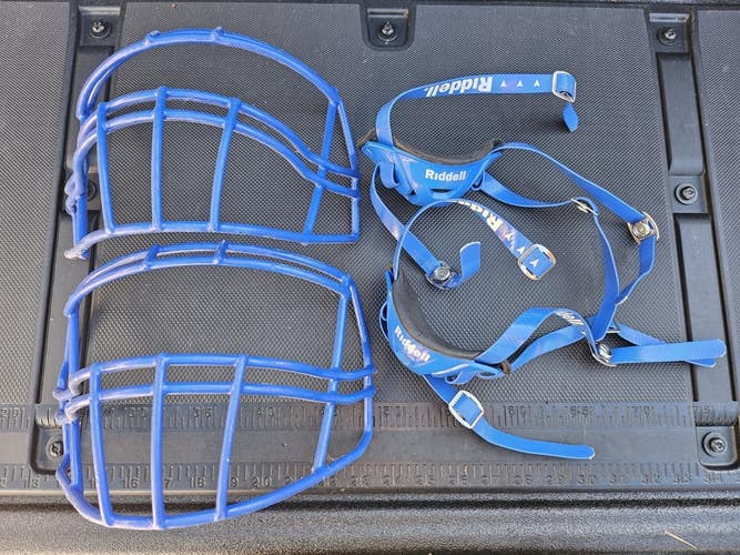 Riddell SpeedFlex Football Helmet Lot 2 x Mask /Chin Straps USED