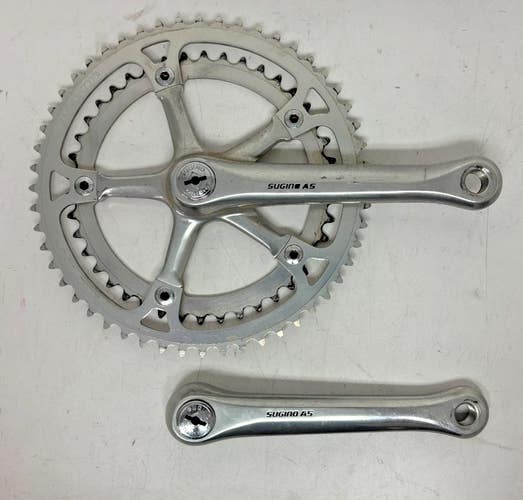 Vintage Sugino AS 175mm 52/42 Forged Aluminum Road Bike Double Cranklset +Caps