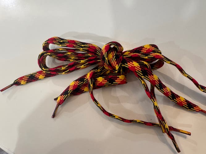 Patterned Red, Yellow & Black Lacrosse Shooting Strings – Set of 4 – New