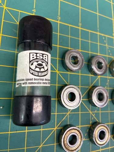 BSB Precision (9) + misc Inline hockey 608Z ABEC 3 bearings + Axles kit [ 24 piece kit ]