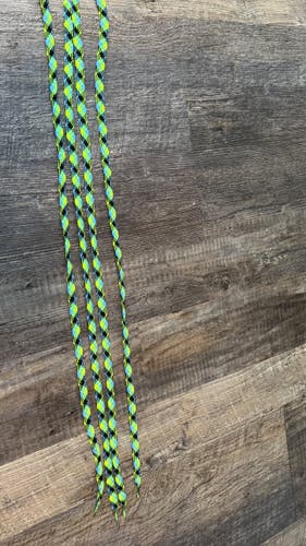 NEW - Lot of 4 Patterned Lacrosse Shooting Strings – Blue/Neon Yellow/Black
