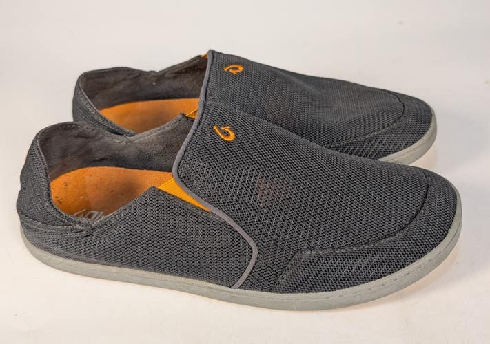 Olukai Nohea Mesh Men's 12 Gray Orange Slip On Slide Boat Deck 10188-4242 EUC