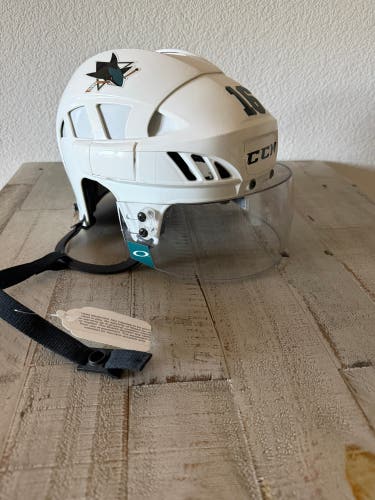 San Jose Sharks Eric Fehr Away Game Used Helmet from the 2017-18 Season