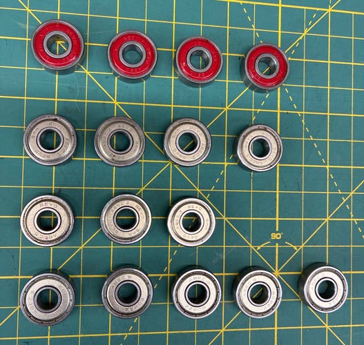 BEVO RED (4 QTY) ABEC 7 (7 QTY) ABEC 3 (5 QTY) ABEC 5 608ZZ Inline hockey 608Z bearings (16 pcs)