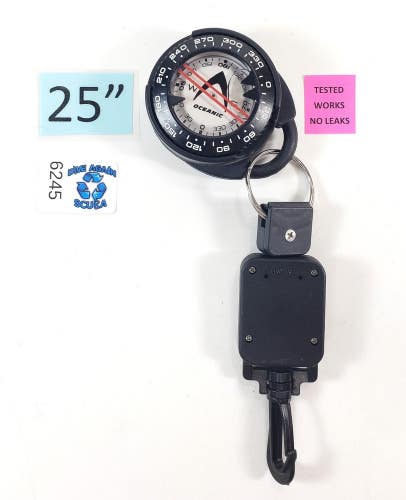 Oceanic Compass with Retractor Clip Scuba Dive 25"  retracter              #6245