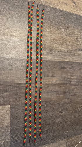 Lot of 4 Red, Yellow & Green Patterned Lacrosse Shooting Strings NEW