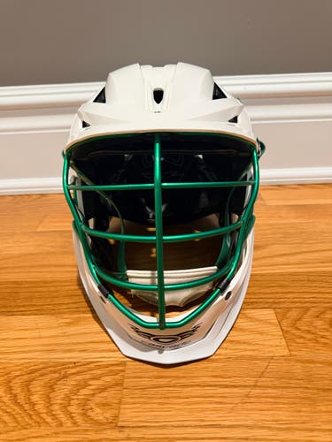 Cascade XRS Helmet White w/Metallic Green Facemask (Used)
