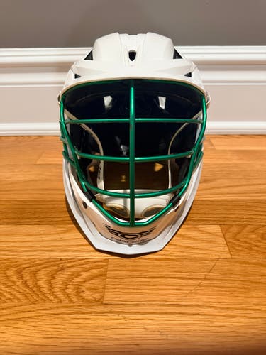 Cascade XRS Helmet White w/Metallic Green Facemask (Used)