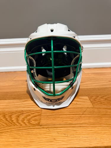 Cascade XRS Pro Helmet White w/Metallic Green Facemask (Used)