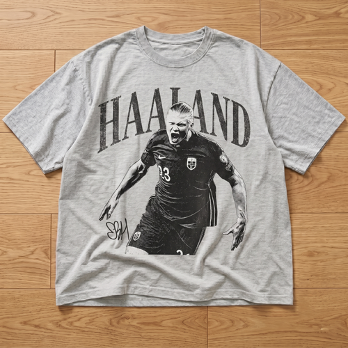 Vintage Haaland Shirt, Retro Soccer Graphic Tee, Black White Football Bootleg T Shirt