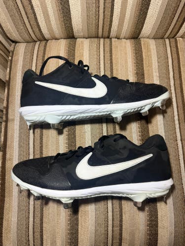Black Men's Size M 12.0 (W 13.0) Adult Nike Alpha Huarache Elite 2 Low Top Metal (Used)