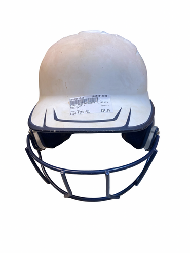 Used Rawlings 1 Batting Helmet w/Mask White Fits all 11706-S000381546