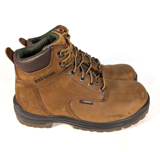 Red Wing 435 Waterproof King Toe Work Boots (Soft Toe) Size 8 E2 Brown Leather
