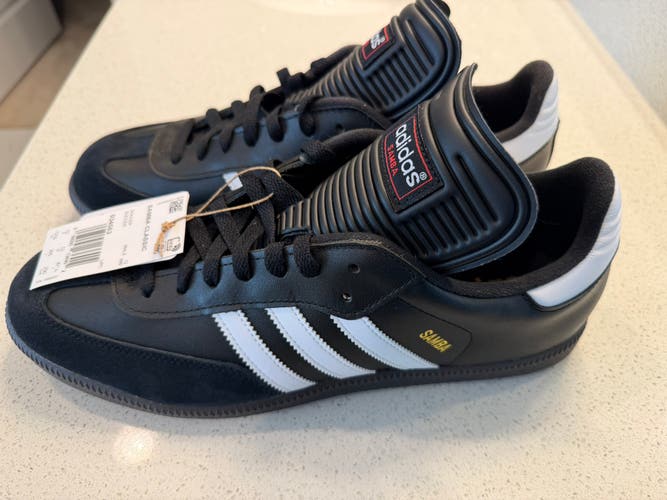 Brand new, unworn Adidas Samba Classic Indoor Soccer Shoes - Men’s Size 12.0 (Black/White) - NWT