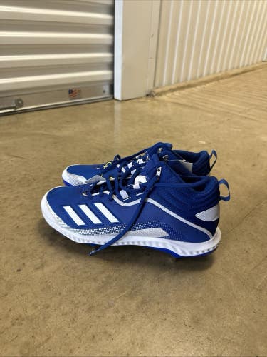 Adidas Mens Icon 6 Bounce Mid Metal Baseball Cleats Blue White FV9357 Size 13.5