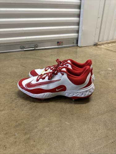 Size 15 Men's Nike Alpha Huarache Elite 4 Baseball Cleats White Red FD2745-105