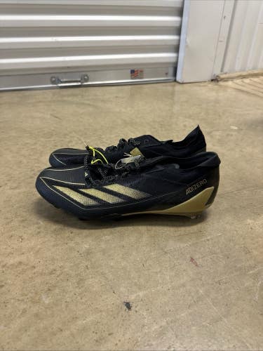Size 16 - Adidas Adizero Electric Black Gold Metallic Football Cleats