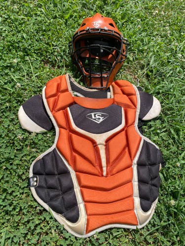 Orange Louisville Slugger Catcher's Set (Used)