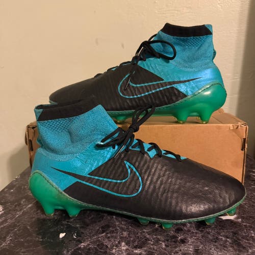 Mens 11 Nike Magista Obra Tech Craft Leather FG Black Turquoise Blue 747496-004