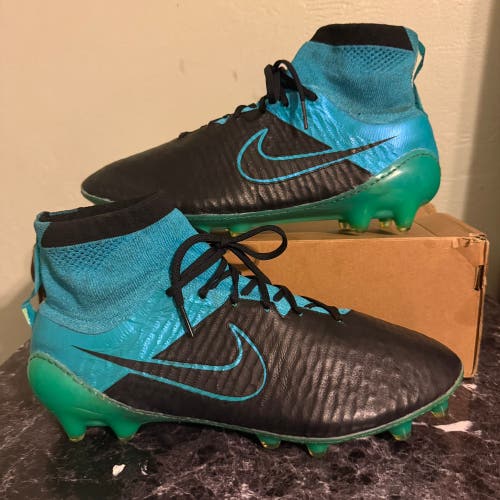 Mens 10.5 Nike Magista Obra Tech Craft Leather FG Black Turquoise Blue 747496-004