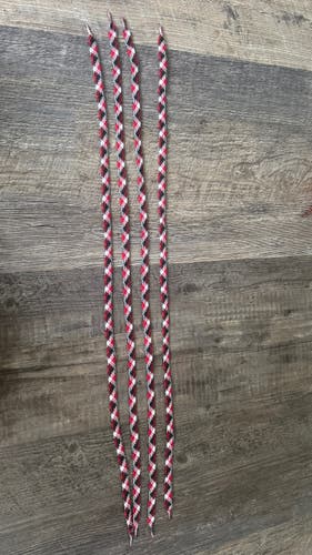 Lot of 4 Red Black White Patterned Lacrosse Shooting Strings - NEW