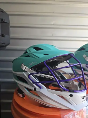 Cascade XRS Lacrosse Helmet – Seafoam with Purple Facemask (Youth)