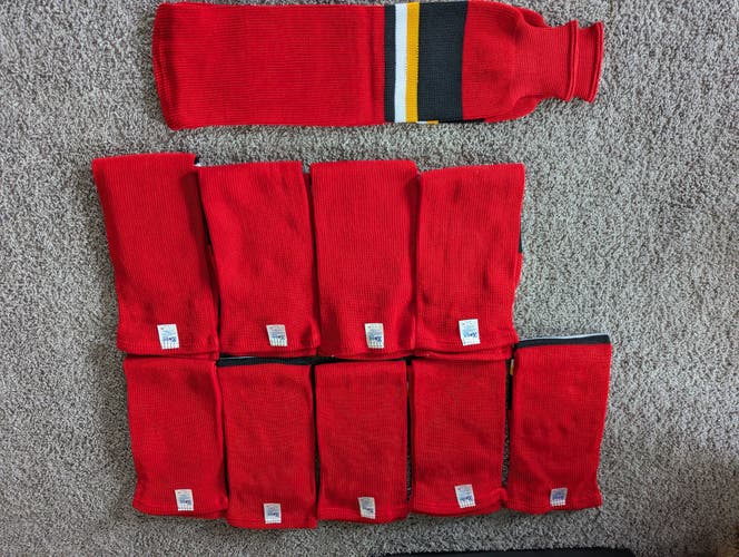 LOT OF 10 PAIRS Brand New Kobe Athletic Knit Hockey Socks Adult XL Red Black Yellow White