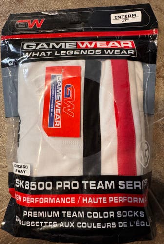 Gamewear SK8500 Pro Team Series Hockey Socks, White (away) Chicago Blackhawks, Intermediate 27"