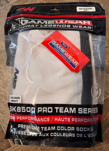 Gamewear SK8500 Pro Team Series Hockey Socks, White (away) Chicago Blackhawks, Senior 30".