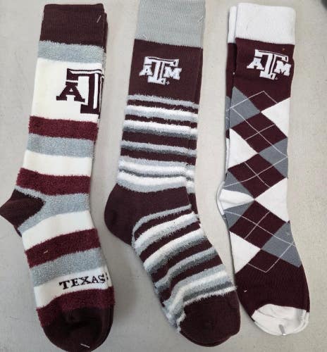ST1 Mens NCAA TEXAS A&M AGGIES Crew Socks Lot of 3 Pair MEDIUM New
