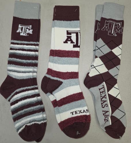 ST2 Mens NCAA TEXAS A&M AGGIES Crew Socks Lot of 3 Pair MEDIUM New