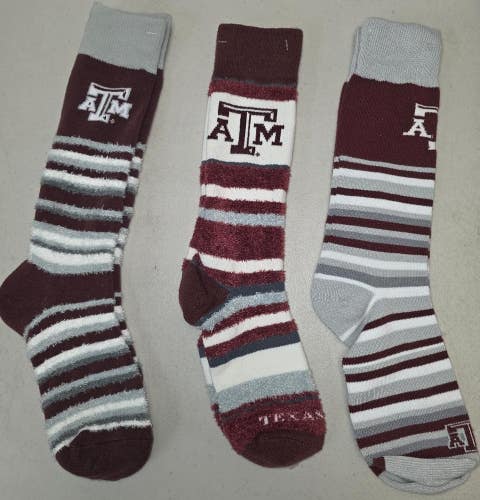 ST3 Mens NCAA TEXAS A&M AGGIES Crew Socks Lot of 3 Pair MEDIUM New